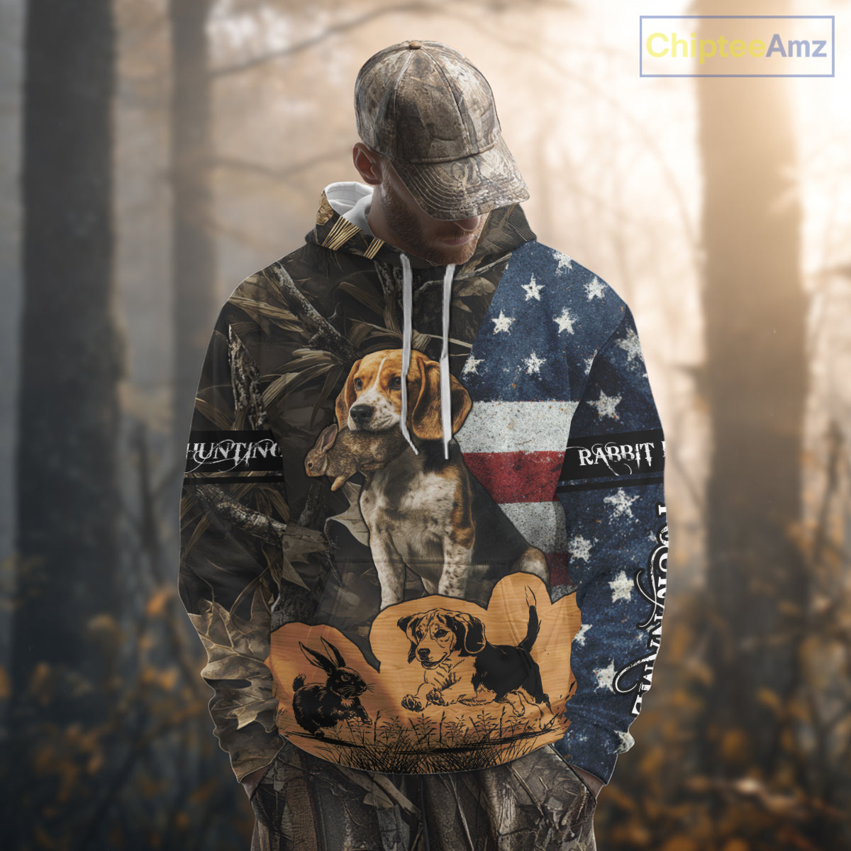 Custom Rabbit Hunting Camo US Flag 3D Shirts for Hunters, Rabbit Hunting Clothing NBT214