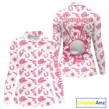 Load image into Gallery viewer, Pink Western Cowgirl Womens Golf Polo Shirts, Cute Cowgirl Golf Shirts, Funny Country Style Shirt NBT476