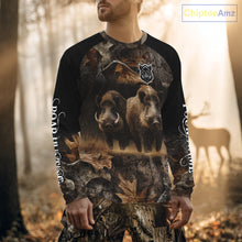 Load image into Gallery viewer, Wild Boar Hunting Forest Camouflage 3D Custom Name Shirts, Boar Hunting Gift Ideas for Hunters NBT224