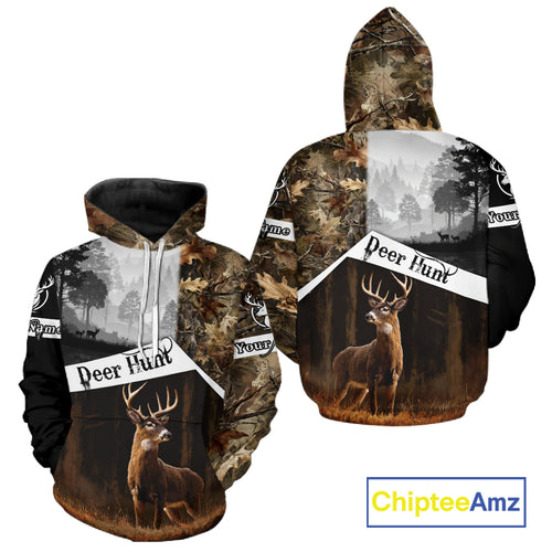 Custom Whitetail Deer Hunting Camouflage Shirts, Hunting Clothes for Men Hunter Gift Ideas NBT134