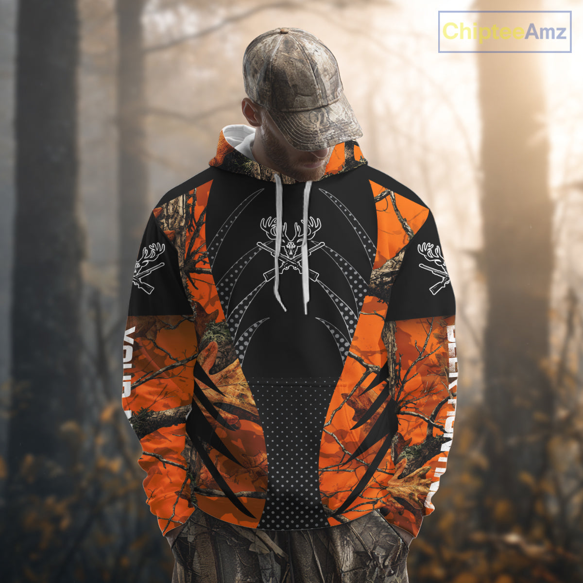 Personalized Deer Hunting Orange Camo 3D Printed Shirts, Hunting Gift Ideas for Hunter NBT237