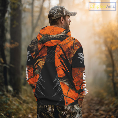 Personalized Deer Hunting Orange Camo 3D Printed Shirts, Hunting Gift Ideas for Hunter NBT237