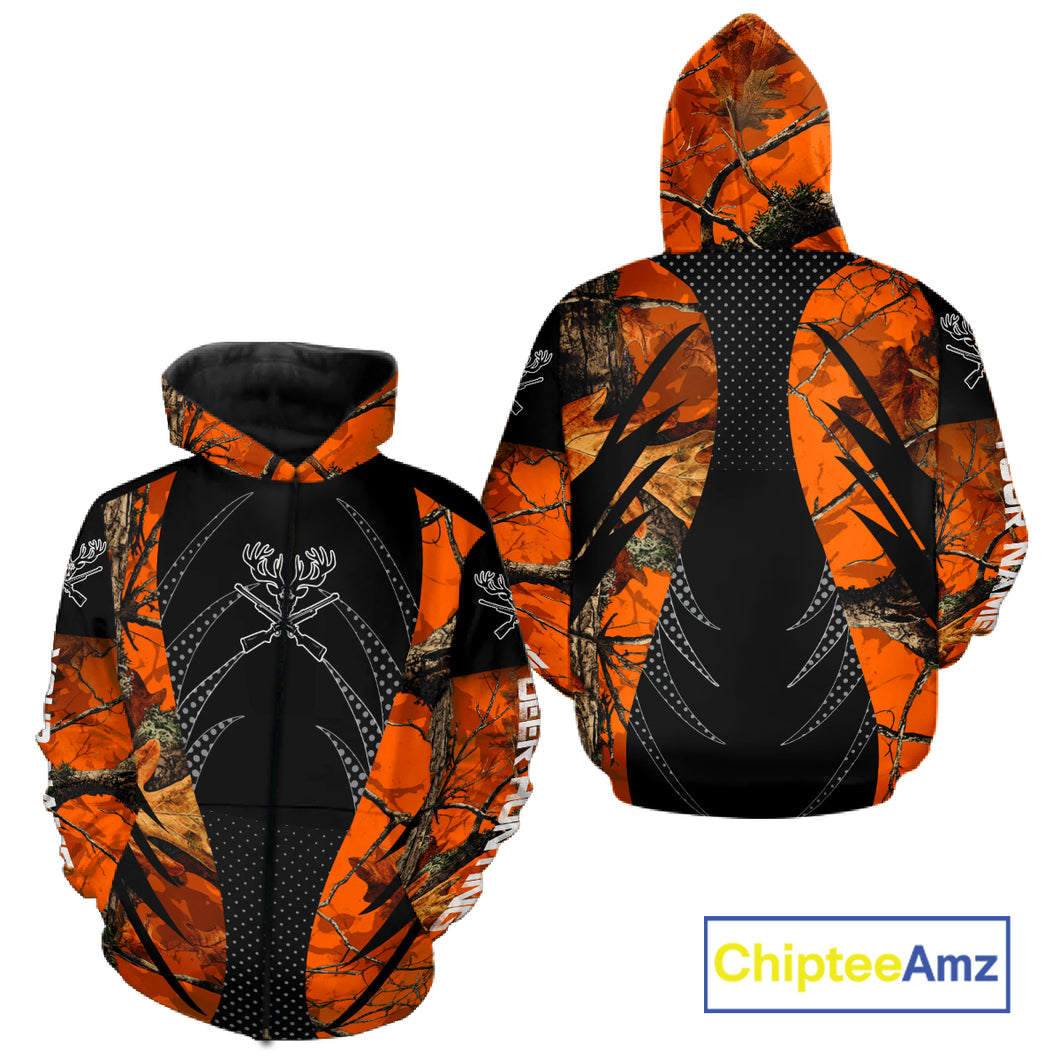 Personalized Deer Hunting Orange Camo 3D Printed Shirts, Hunting Gift Ideas for Hunter NBT237