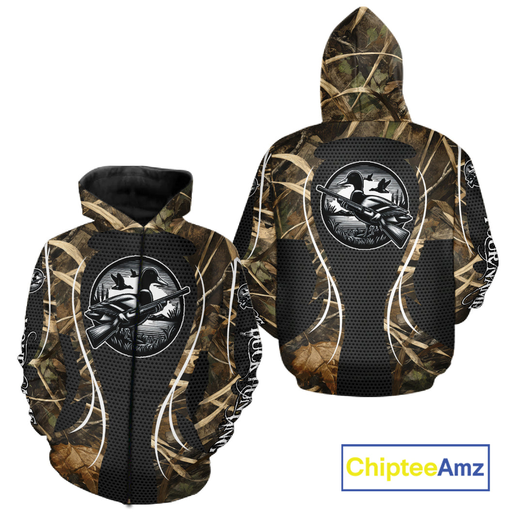 Personalized Duck Hunting Grass Camouflage All Over Printing Shirts, Duck Hunting Clothing, Hunting Gifts NBT240