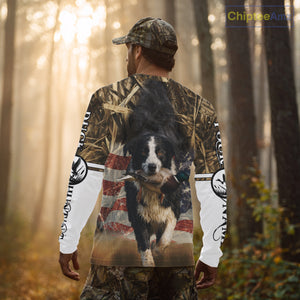 Border Collies Duck Hunting USA Flag Customized Name All Over Printed Shirts, Hunting Gifts NBT153