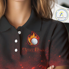 Load image into Gallery viewer, Womens Golf Polo Shirts Golf Ball Fire Custom Name, Golf  Shirts For Women, Ladies Golf Top NBT548