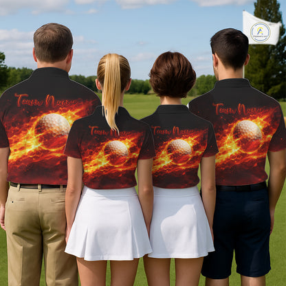 Mens Golf Polo Shirts Golf Ball Fire Custom Name, Golf  Shirts For Men, Mens Golf Top NBT548