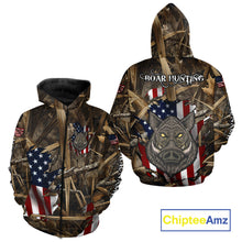 Load image into Gallery viewer, American Flag Boar Camo Hunting Shirt, Best Hunting Clothes for Boar Hunting Season NBT185