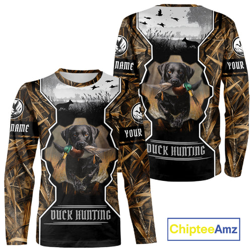 Custom Mallard Duck Black Lab Retriever Hunting Camo 3D Printed Custom Name Shirts NBT189