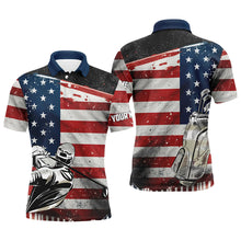 Load image into Gallery viewer, Retro American Flag Golf Mens Polo Shirts Custom Name Patriotic Golf Tops For Men Golf Gifts LDT0884