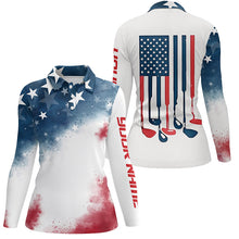 Load image into Gallery viewer, Watercolor American Flag Golf Polo Shirts Patriotic Usa Golf Shirts For Women Cool Golf Gifts LDT0497