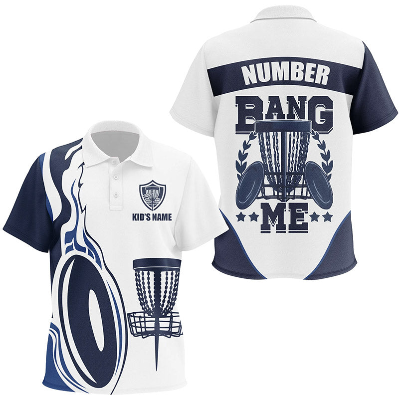Bang Me Kids Disc Golf Shirts Navy & White Custom Unisex Polo Shirt For Kid Disc Golf Gifts LDT0507
