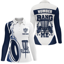 Load image into Gallery viewer, Bang Me Womens Disc Golf Shirts Navy &amp; White Custom Polo Shirt For Womens Disc Golf Gifts LDT0507