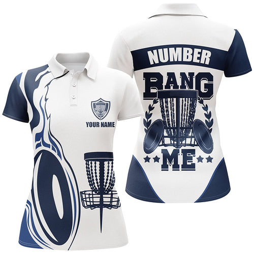 Bang Me Womens Disc Golf Shirts Navy & White Custom Polo Shirt For Womens Disc Golf Gifts LDT0507