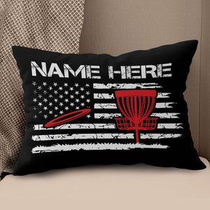 Retro American Flag Disc Golf Pasket Custom Pillow Personalized Disc Golf Gifts LDT1227