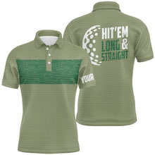 Load image into Gallery viewer, Hit &#39;Em Long &amp; Straight Golf Course Pattern Polo Shirts Custom Green Golf Shirts For Men LDT0227