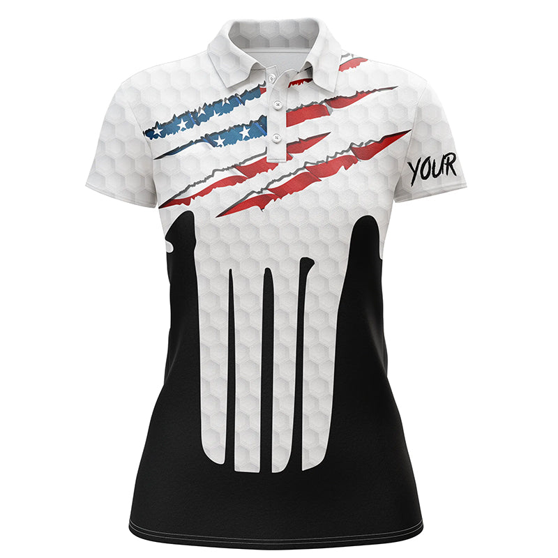 Ripped American Flag Golf Polo Shirts Custom Usa Golf Shirts For Women, Patriotic Golf Gifts LDT0229