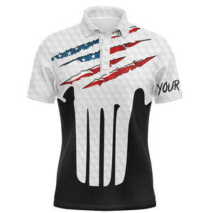 Ripped American Flag Golf Polo Shirts Custom Usa Golf Shirts For Men, Patriotic Golf Gifts LDT0229