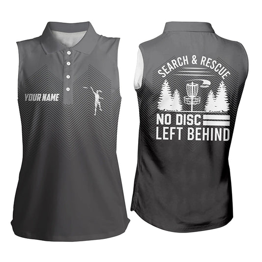 Search & Rescue Grey Geometric Pattern Disc Golf Womens Sleeveless Polo Shirt Womens Disc Golf Tops LDT0517