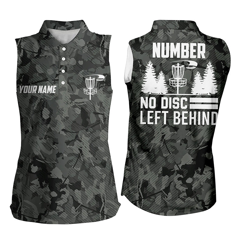 Retro Grey Camo Disc Golf Womens Sleeveless Polo Shirt Camouflage Disc Golf Shirt For Women Golf Gift LDT0522