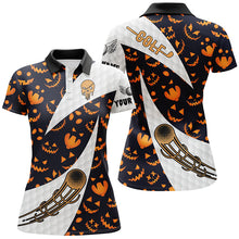 Load image into Gallery viewer, Halloween Womens Golf Polo Shirt Custom Pumpkin Face Pattern Golf Shirts For Women Golf Gifts LDT0555