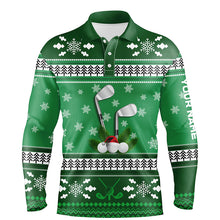 Load image into Gallery viewer, Custom Green Christmas Mens Golf Polo Shirt Snowflakes Winter Golf Shirts For Men Golfing Gifts LDT0854