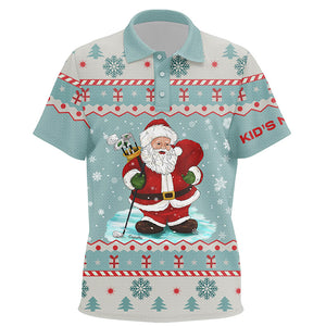 Golf Santa Christmas Mint Kids Polo Shirt Custom Cool Golf Shirts For Kid Christmas Golf Gifts LDT0858