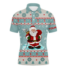 Load image into Gallery viewer, Golf Santa Christmas Mens Polo Shirt Custom Cool Mint Golf Shirts For Men Christmas Golf Gifts LDT0858