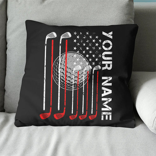 Custom American Flag Golf Clubs Pillow Personalized Patriotic Golf Gifts LDT1089