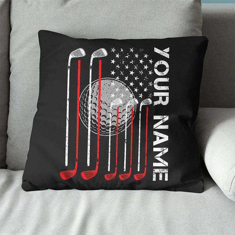 Custom American Flag Golf Clubs Pillow Personalized Patriotic Golf Gifts LDT1089