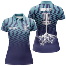 Load image into Gallery viewer, Gradient Light &amp; Dark Blue Personalized Disc Golf Polo Shirts Cool Golf Gifts For Women LDT0283