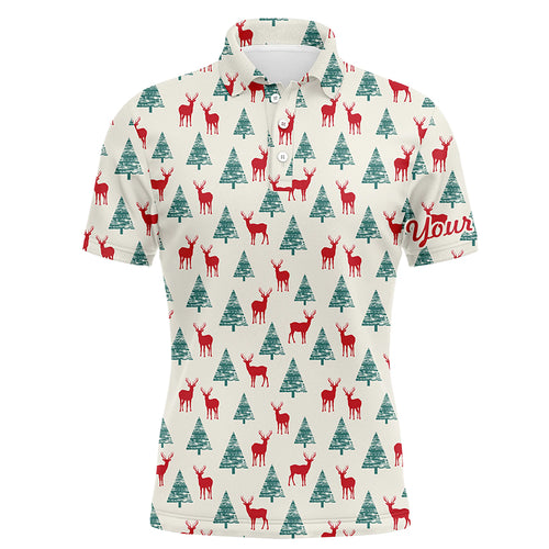 Deer In The Forest Mens Christmas Golf Polo Shirt Custom Golf Shirts For Men Golf Gifts LDT0616