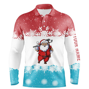 Santa Playing Golf Red Blue Mens Polo Shirt Christmas Golf Shirts For Men Golf Gifts LDT0644