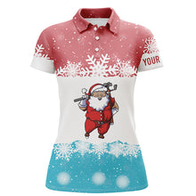 Load image into Gallery viewer, Santa Playing Golf Red Blue Womens Polo Shirt Christmas Golf Shirts For Women Golf Gifts LDT0644