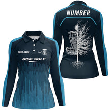 Load image into Gallery viewer, Sporty Light Dark Blue Design Disc Golf Polo Shirts Custom Cool Disc Golf Shirts For Women LDT0403