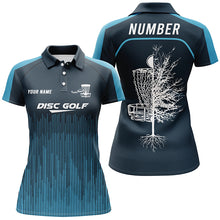 Load image into Gallery viewer, Sporty Light Dark Blue Design Disc Golf Polo Shirts Custom Cool Disc Golf Shirts For Women LDT0403