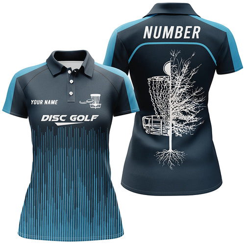 Sporty Light Dark Blue Design Disc Golf Polo Shirts Custom Cool Disc Golf Shirts For Women LDT0403