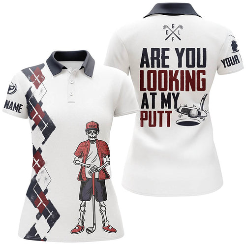 Personalized Funny Golf Shirts For Women, Argyle Skull Womens Golf Shirts, Crazy Golf Gifts LDT0146