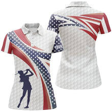 Load image into Gallery viewer, American Flag Golf Pattern Polo Shirts Custom Patriotic Golf Shirts For Women Golf Gifts LDT0414
