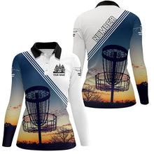 Load image into Gallery viewer, Sunset Personalized Disc Golf Polo Shirt Custom Disc Golf Shirts For Women Disc Golf Basket LDT0947