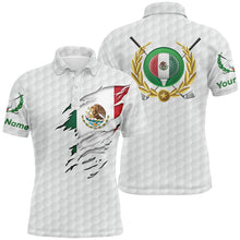 Load image into Gallery viewer, Mexican Flag White Golf Pattern Mens Polo Shirt Patriotic Golf Shirt For Men Mexico Golf Gifts LDT0430