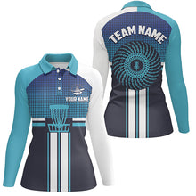 Load image into Gallery viewer, Customized Blue White Womens Disc Golf Polo Shirts Cool Disc Golf Shirt For Women Golf Gifts LDT0747
