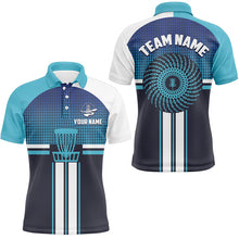 Load image into Gallery viewer, Customized Blue White Mens Disc Golf Polo Shirts Cool Disc Golf Shirt For Men Golf Gifts LDT0747