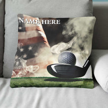 Load image into Gallery viewer, Smoke American Flag Custom Golf Pillow Patriotic Personalized Golf Gifts LDT1188