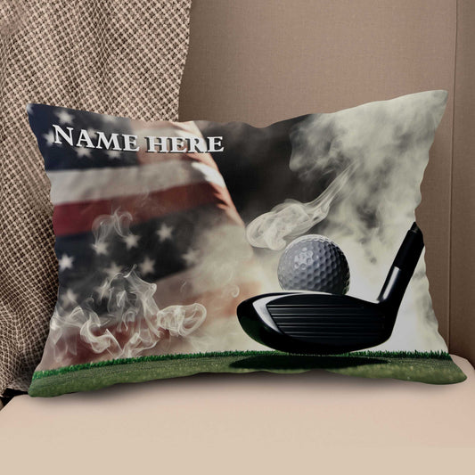 Smoke American Flag Custom Golf Pillow Patriotic Personalized Golf Gifts LDT1188