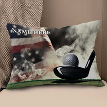 Load image into Gallery viewer, Smoke American Flag Custom Golf Pillow Patriotic Personalized Golf Gifts LDT1188