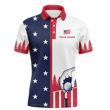 Load image into Gallery viewer, Mens American Flag Polo Shirts Custom Name Patriotic Shirt Funny Golf Shirts For Men LDT0002