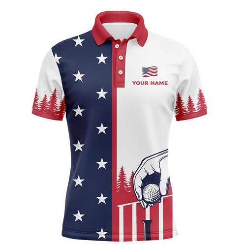 Mens American Flag Polo Shirts Custom Name Patriotic Shirt Funny Golf Shirts For Men LDT0002