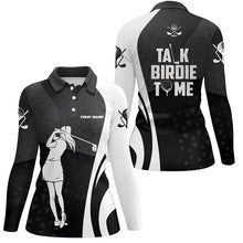 Load image into Gallery viewer, Talk Birdie To Me Black White Golf Polo Shirts Custom Geometric Cool Golf Shirts For Women LDT0770