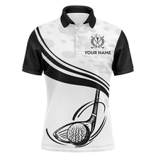 Load image into Gallery viewer, Black White Golf Ball And Club Mens Polo Shirts Custom Cool Golf Shirts For Men Golfing Gifts LDT0463